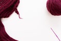Knitted vinous scarf with thread and crochet Royalty Free Stock Photo