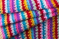 Knitted wool fabric abstract, colorful woven yarn background texture Royalty Free Stock Photo