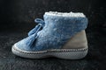 Knitted wool slippers, boots with warm plush insoles and pompons