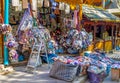 The knitted wool socks in market stall Royalty Free Stock Photo