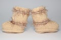 Knitted woolen bootees for young children