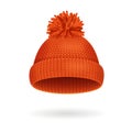 Knitted Woolen Red Hat for Winter Season. Vector