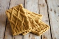 Knitted yellow leg warmers