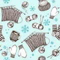 Knitting accessories seamless pattern Royalty Free Stock Photo