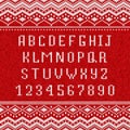 Knitting alphabet, vector knitted letters