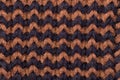 Knitting. Background knitted texture. Bright knitting needles. Black and brown woolen yarn for knitting Royalty Free Stock Photo