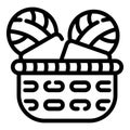 Knitting basket balls icon, outline style Royalty Free Stock Photo