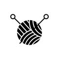 Knitting black icon concept. Knitting flat vector symbol, sign, illustration. Royalty Free Stock Photo
