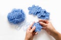 Knitting blue snowflake