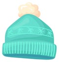 Knitting cap icon. Warm hat with pompom. Kid winter headware Royalty Free Stock Photo