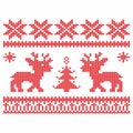Knitting. Christmas vector background. Deers and snow Royalty Free Stock Photo