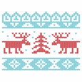 Knitting. Christmas vector background. Deers and snow