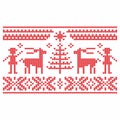 Knitting. Christmas vector background. Deers and snow.