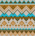Knitting classic vintage geometric pattern. Knitted realistic ethnic seamless background, texture. Vector national
