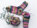 Knitting colourful socks