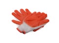 Knitting construction gloves for worker on white background with clipping path,orange color