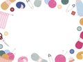 Knitting and Crochet Craft Frame with Yarn and Tools. Royalty Free Stock Photo