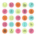 Knitting, crochet, hand made line icons set. Knitting needle, hook, scarf, socks, pattern, wool skeins and other DIY Royalty Free Stock Photo