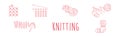 Knitting and Crochet Line Red Icon Flat Vector Set Royalty Free Stock Photo