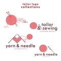 Knitting and Crochet Logo Set, Needle and Yarn Logo, Simple Knitting Collections Logo Vector Design