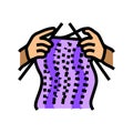 knitting hands knitting wool color icon vector illustration Royalty Free Stock Photo