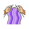 knitting hands knitting wool color icon vector illustration Royalty Free Stock Photo