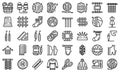 Knitting icons set, outline style Royalty Free Stock Photo