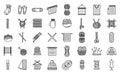 Knitting icons set outline vector. Crochet yarn Royalty Free Stock Photo