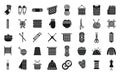 Knitting icons set simple vector. Crochet yarn Royalty Free Stock Photo