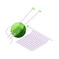 Knitting Isometric Hobby Composition