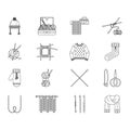 Knitting line icon set