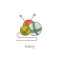 Knitting line icon