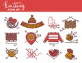 Knitting logo templates of knitted clothing or yarn knitwear