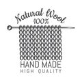 Knitting needle with knitting. Logo for craft related site