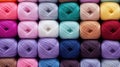 Knitting needles, colorful threads. Selection of colorful yarn wool on shopfront. Knitting background, lot of balls