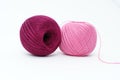 Knitting with pink and purple yarn Royalty Free Stock Photo