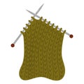 Knitting process. Wool yarn and knitting needles