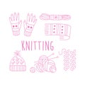 Knitting Related Object Collection With Text Royalty Free Stock Photo