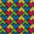Knitting seamless patchwork heart pattern Royalty Free Stock Photo