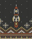 Knitting seamless pattern rocket