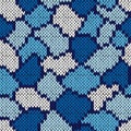 Knitting seamless scrappy pattern in blue and white colors Royalty Free Stock Photo