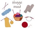 Knitting set. Hugge mood illustration. Royalty Free Stock Photo