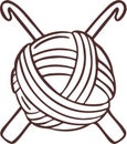 Knitting sewing symbols thread yarn skein needlework icon vector