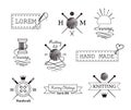 Knitting and sewing vector labels set Royalty Free Stock Photo