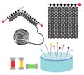 Knitting and sewing vector set Royalty Free Stock Photo