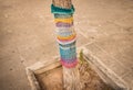 Knitting street art - Yarnstorm, to change grey cities Royalty Free Stock Photo