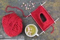 Knitting and tea with roses