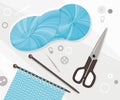 Knitting tools vector illustration. Hand work concept