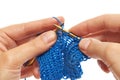 Knitting with two spokes isolated Royalty Free Stock Photo