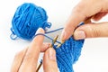 Knitting with two spokes isolated Royalty Free Stock Photo